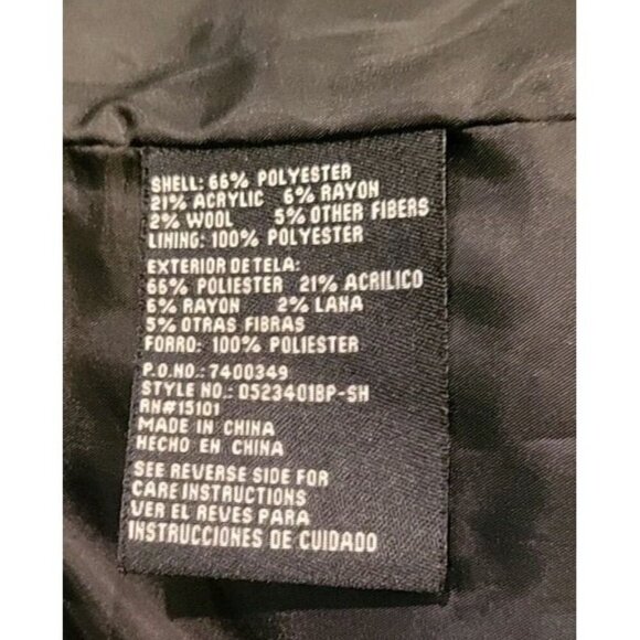 d.e.t.a.i.l.s. INTL Womens Pea Coat Medium Lined Hooded Button Up Black White - Picture 8 of 9